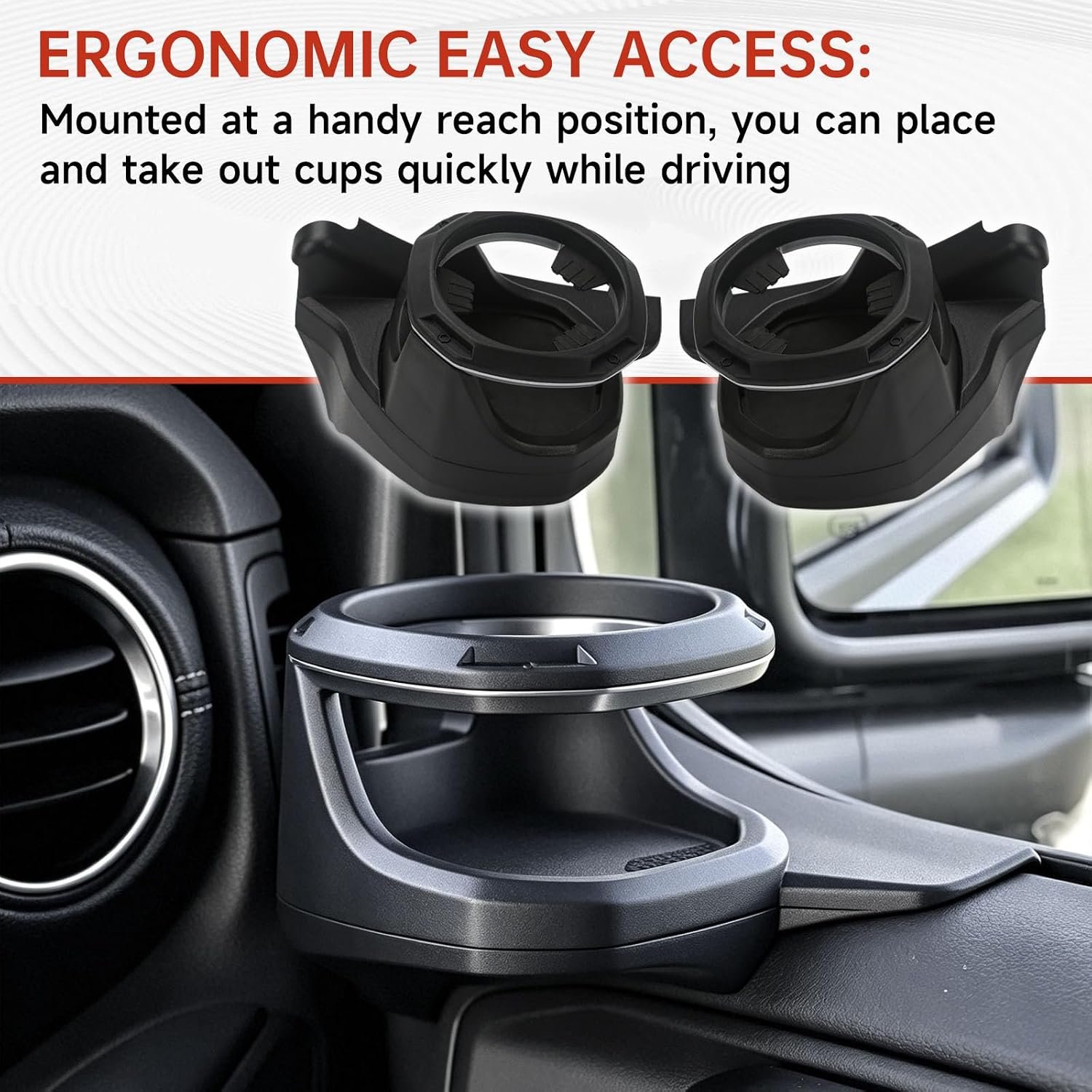 2-Piece Front Door Cup Holder Set | Wrangler JL/JLU 2018–2026 & Gladiator JT 2020–2026 - Image 2