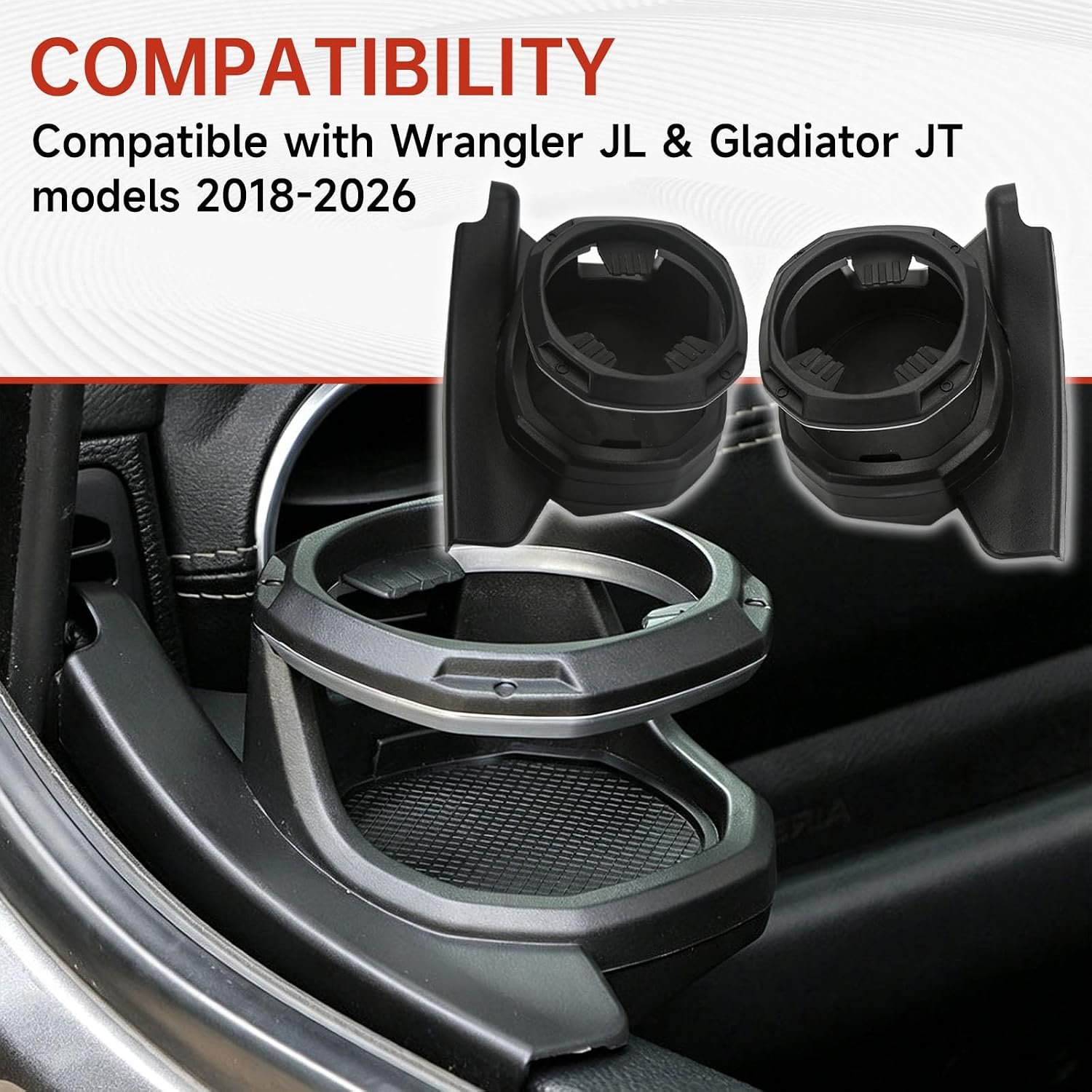 2-Piece Front Door Cup Holder Set | Wrangler JL/JLU 2018–2026 & Gladiator JT 2020–2026 - Image 3
