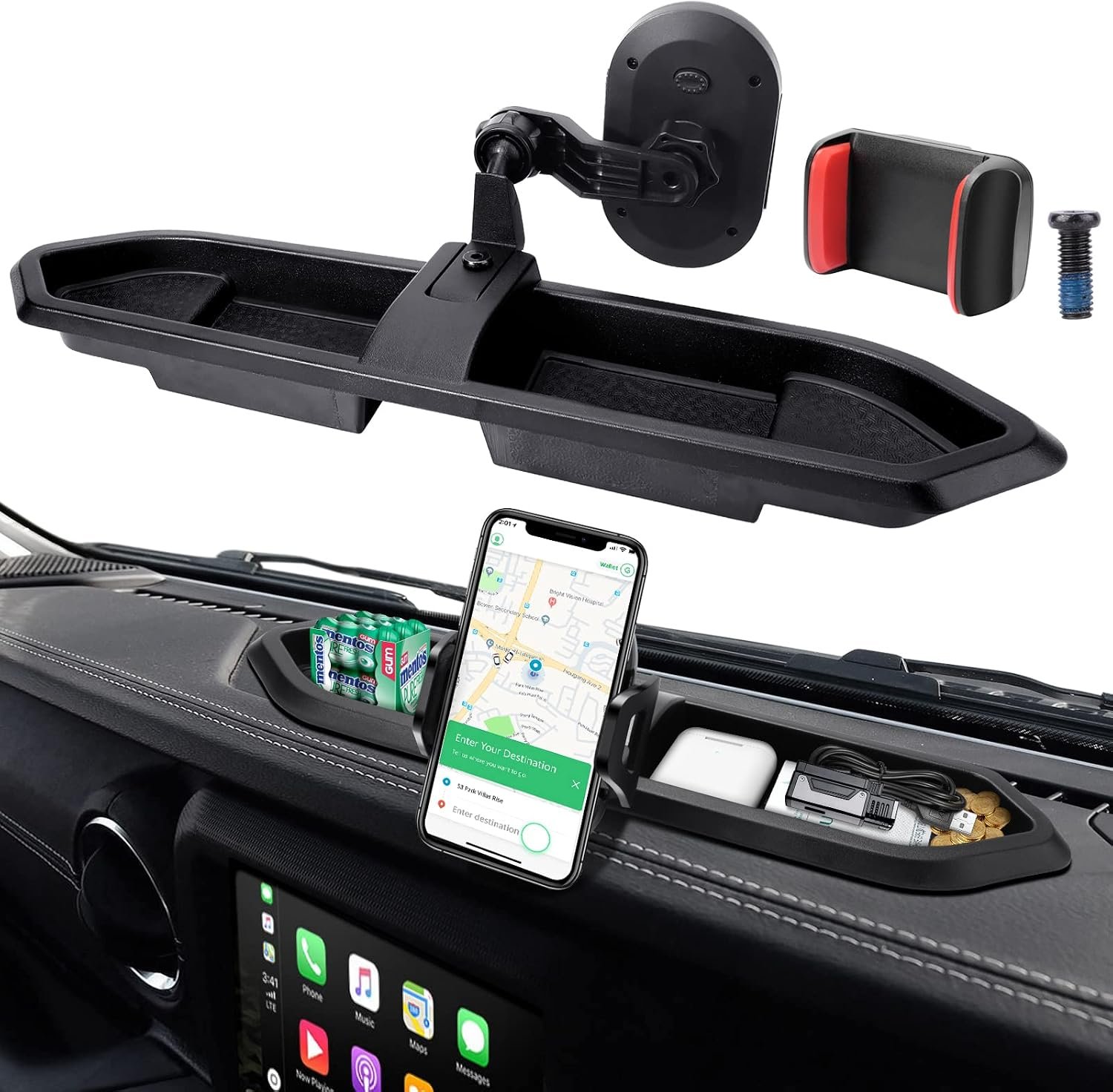 Dashboard Storage Tray with Phone Mount | Wrangler JL/JLU 2018–2023 & Gladiator JT 2020–2023