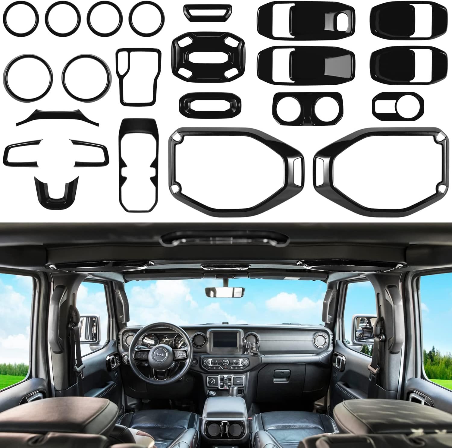 23-Piece Interior Trim Kit — Standard Colors | Wrangler JL/JLU 2018–2023 & Gladiator JT 2020–2023 - Image 10
