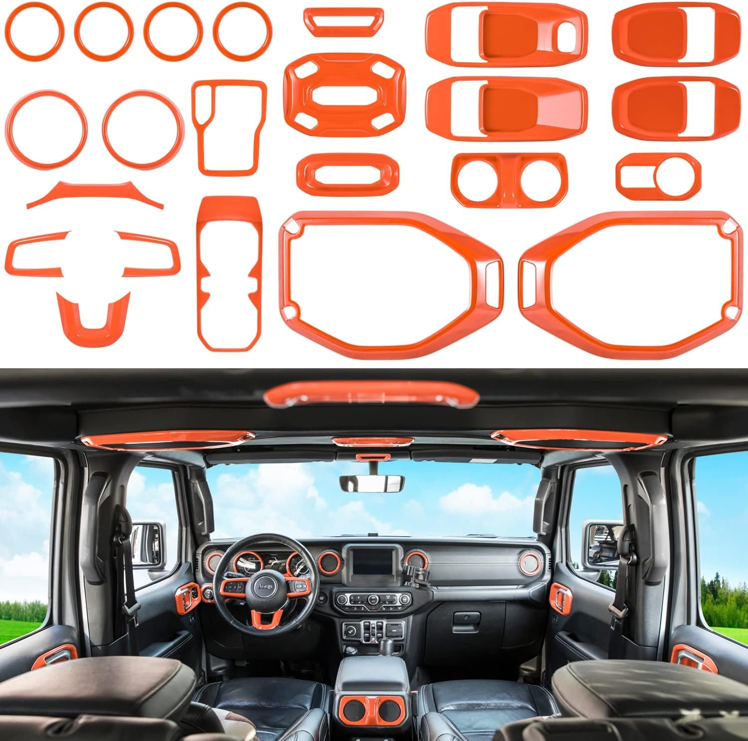 23-Piece Interior Trim Kit — Standard Colors | Wrangler JL/JLU 2018–2023 & Gladiator JT 2020–2023 - Image 5