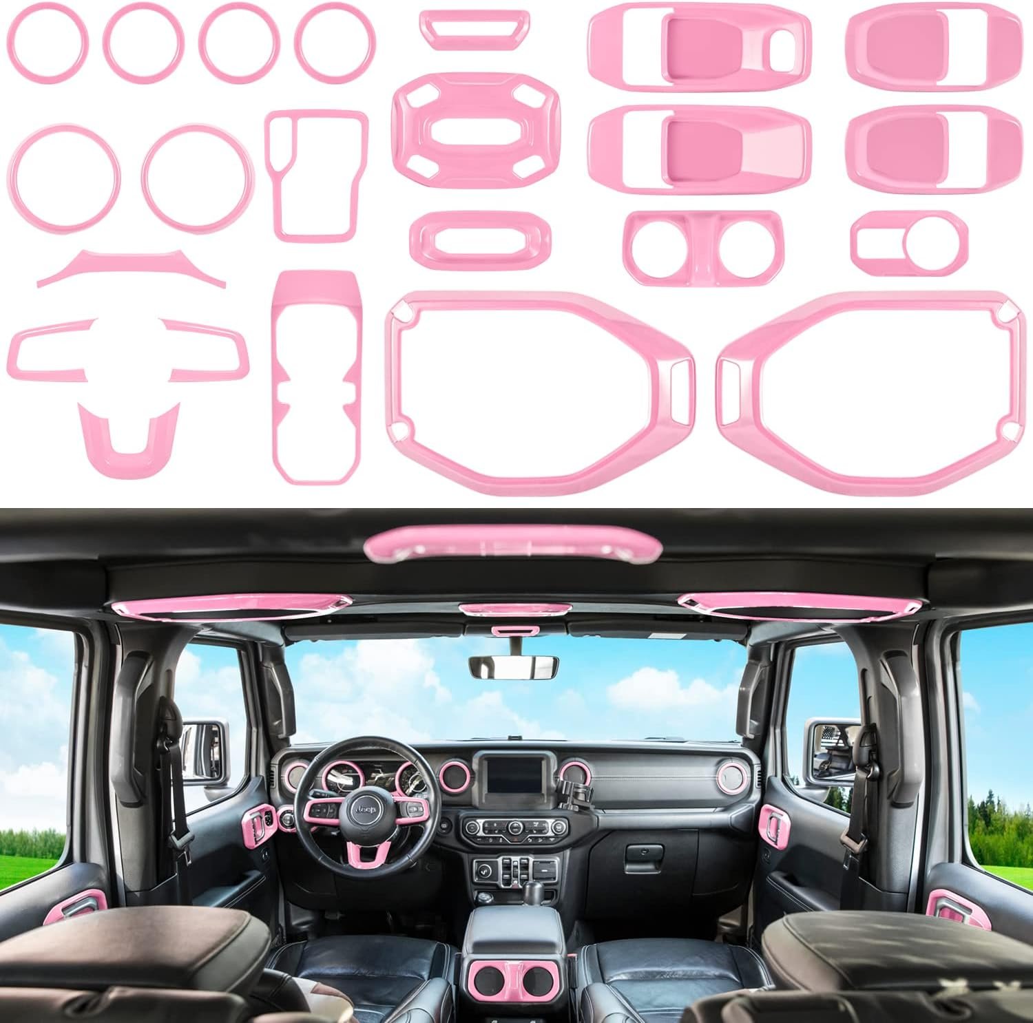 23-Piece Interior Trim Kit — Standard Colors | Wrangler JL/JLU 2018–2023 & Gladiator JT 2020–2023 - Image 6