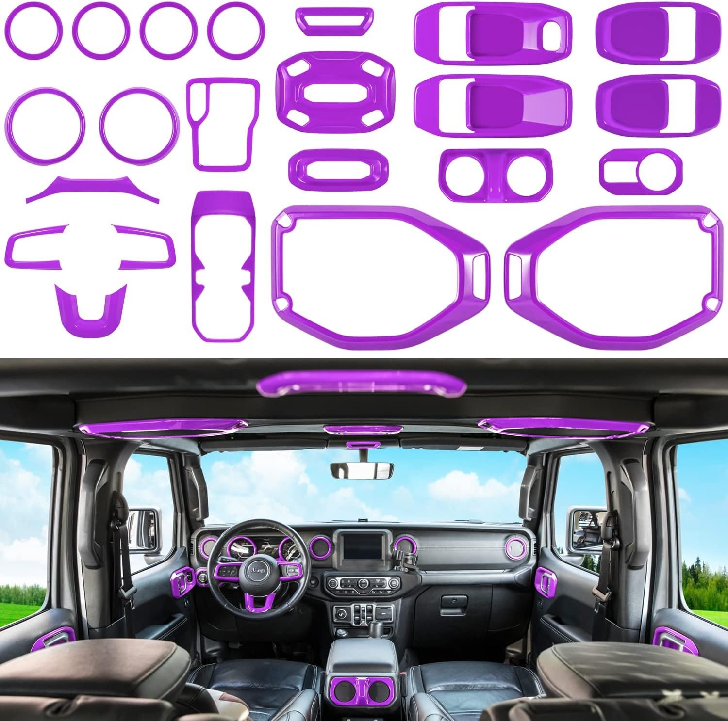 23-Piece Interior Trim Kit — Standard Colors | Wrangler JL/JLU 2018–2023 & Gladiator JT 2020–2023 - Image 7