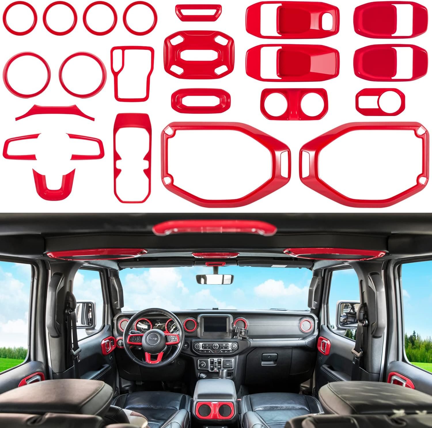 23-Piece Interior Trim Kit — Standard Colors | Wrangler JL/JLU 2018–2023 & Gladiator JT 2020–2023 - Image 8