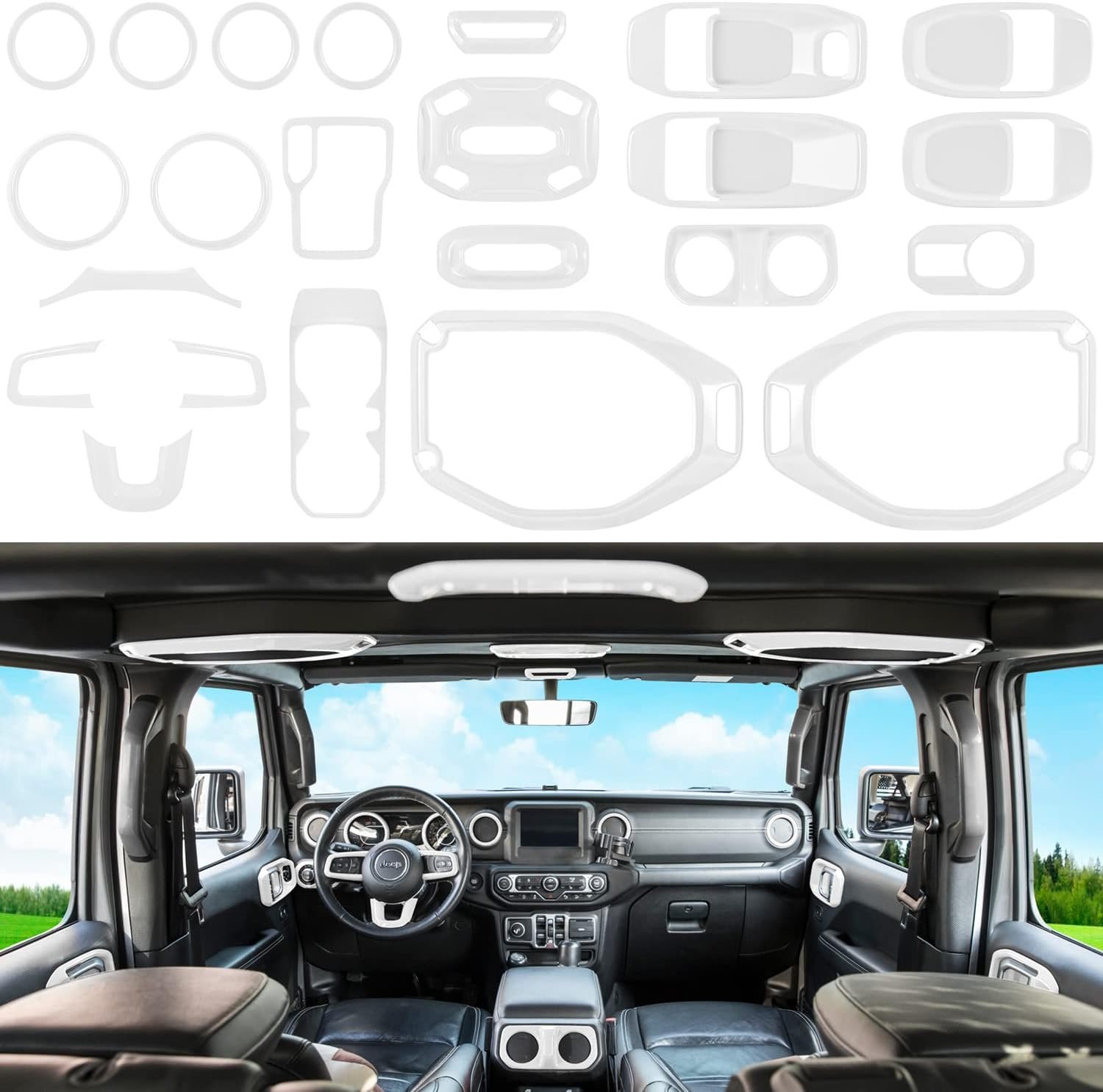 23-Piece Interior Trim Kit — Standard Colors | Wrangler JL/JLU 2018–2023 & Gladiator JT 2020–2023 - Image 9