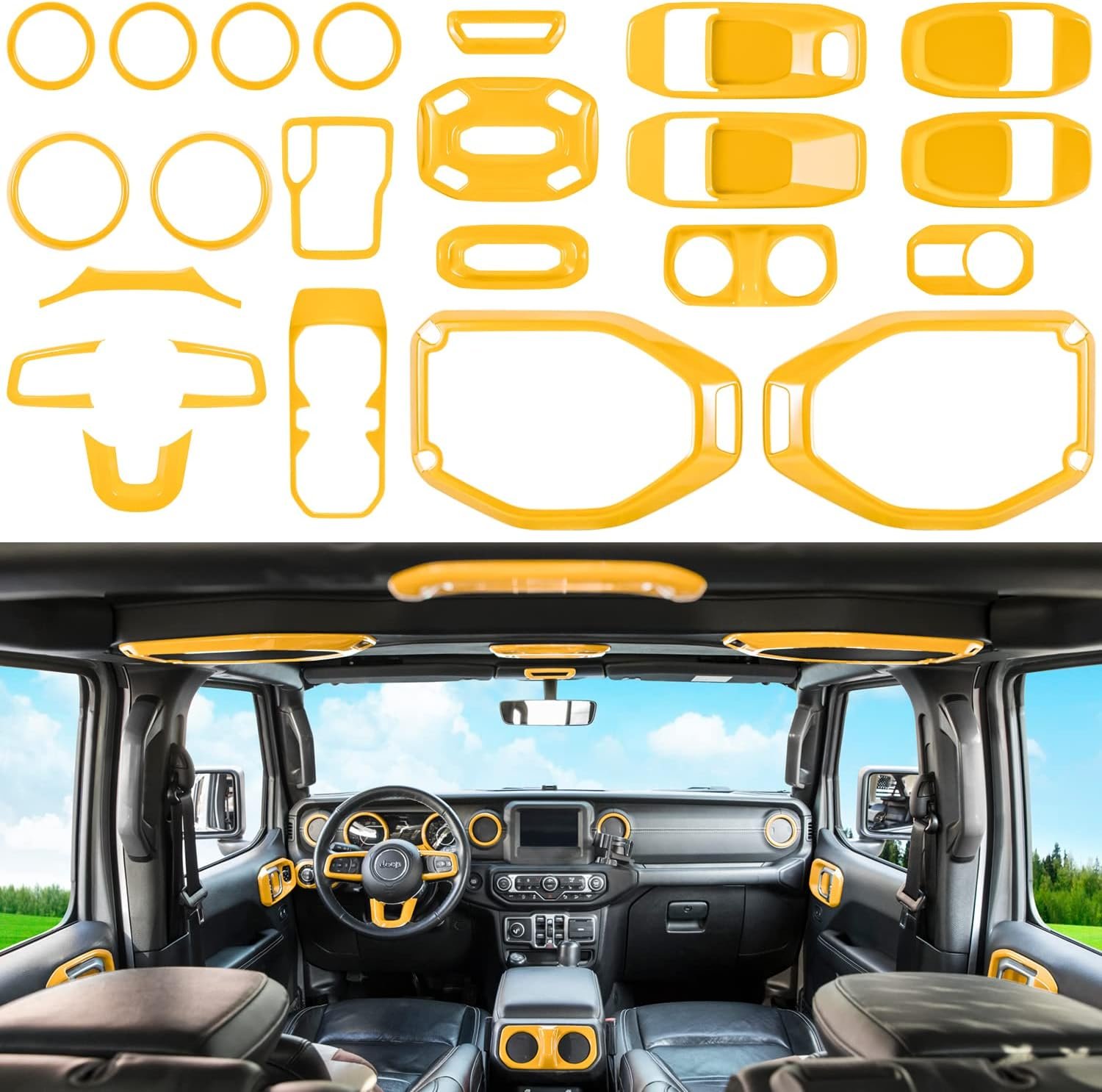 23-Piece Interior Trim Kit — Standard Colors | Wrangler JL/JLU 2018–2023 & Gladiator JT 2020–2023 - Image 11