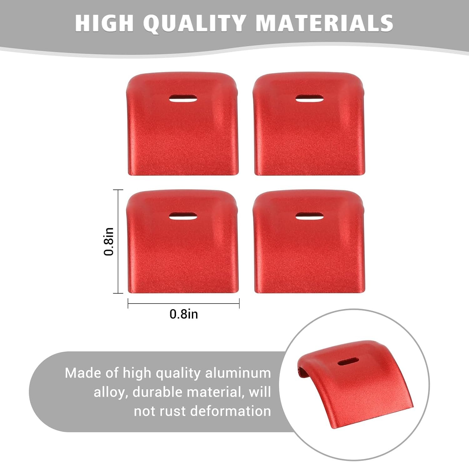 Four aluminum-alloy covers; approximate face dimensions of 0.8 × 0.8 inches.