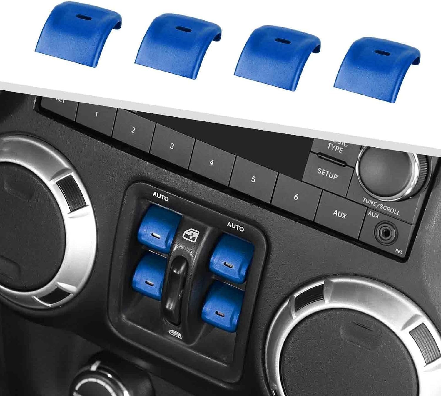 Custom Color 4-Piece Aluminum Window Switch Covers | Wrangler JK/JKU 2012–2018 - Image 4