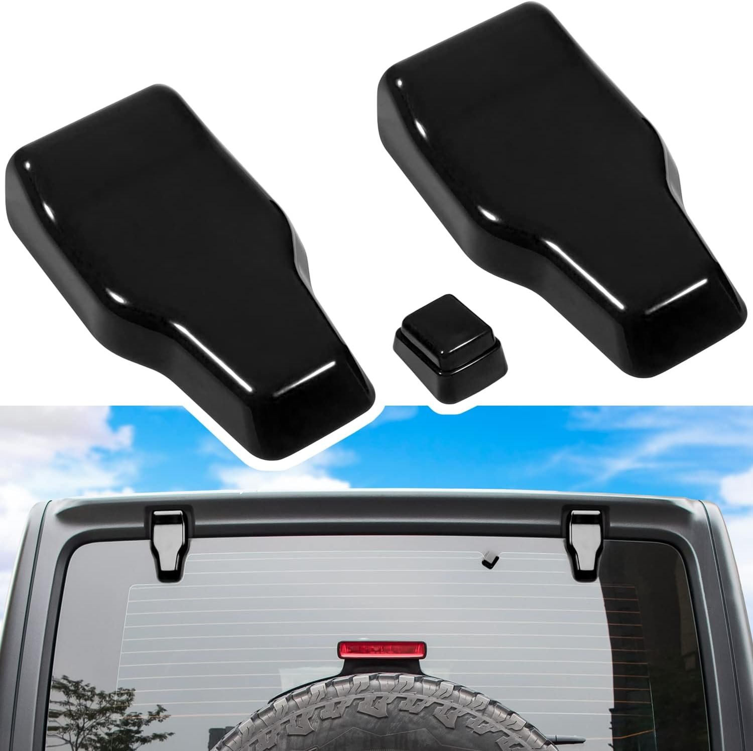 3-Piece Rear Window Hinge & Washer Nozzle Trim Covers | Wrangler JL/JLU Hardtop 2018–2026 - Image 5