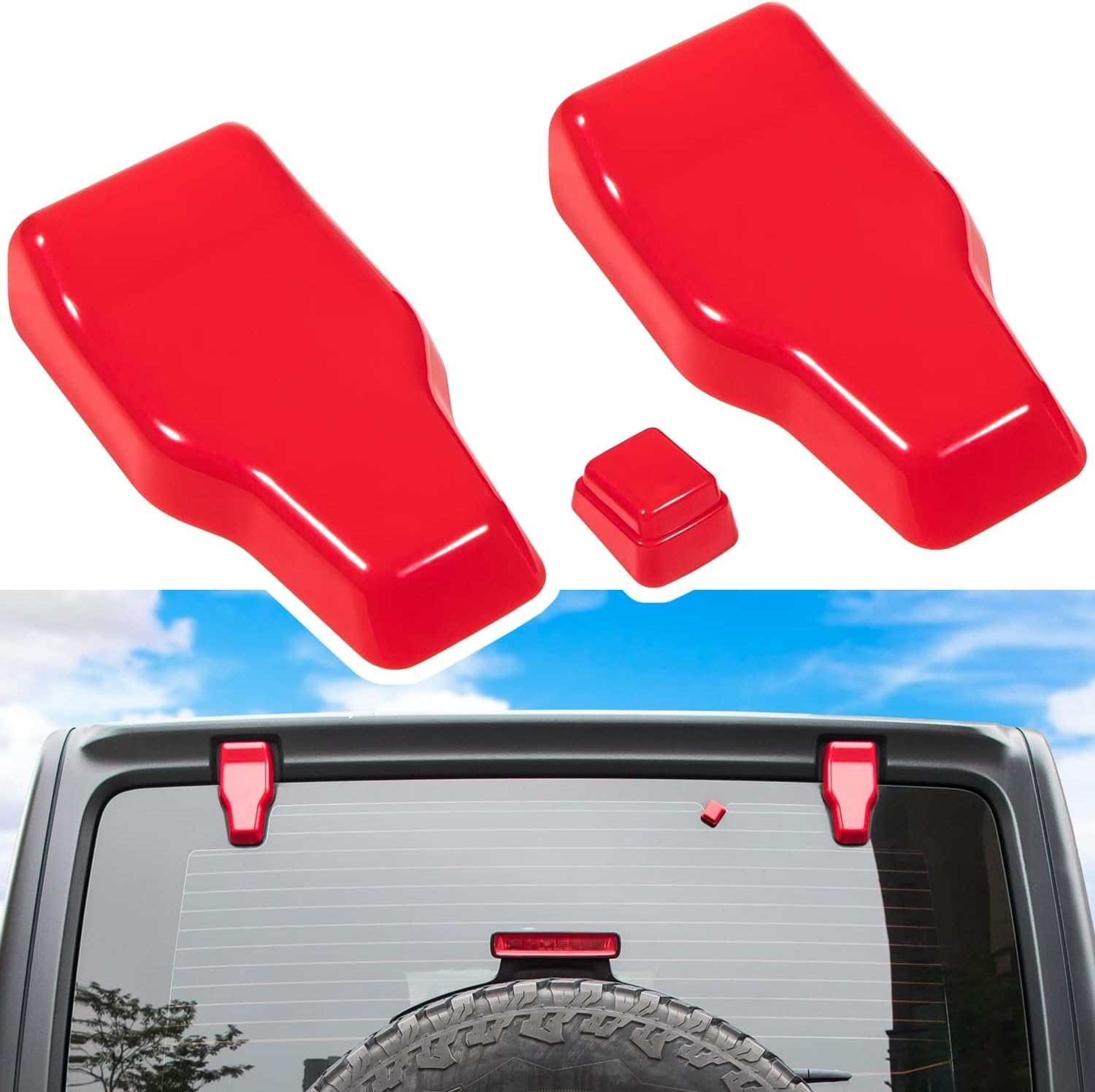 3-Piece Rear Window Hinge & Washer Nozzle Trim Covers | Wrangler JL/JLU Hardtop 2018–2026