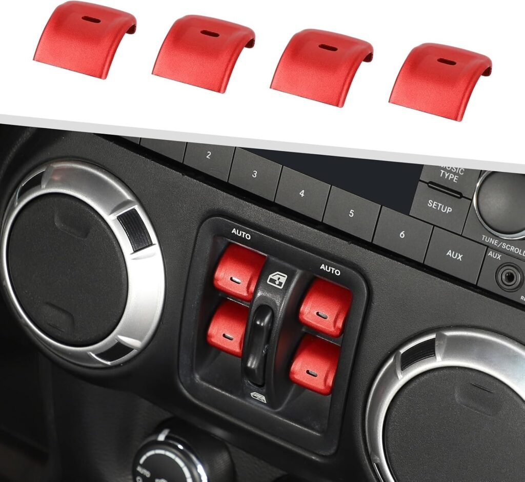 4-Piece Aluminum Window Switch Covers — Standard Colors | Wrangler JK/JKU 2012–2018