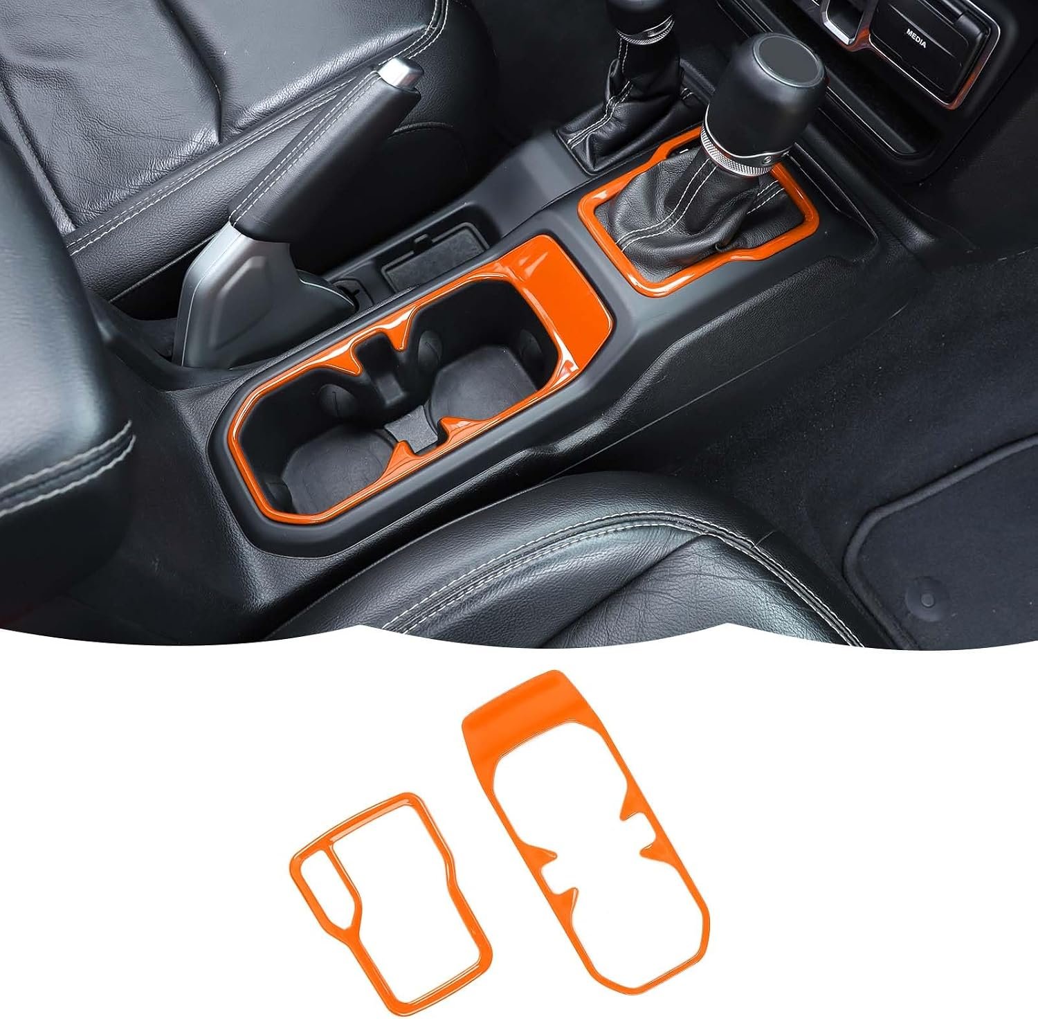2-Piece Cup Holder & Gear Shift Accent Trim | Wrangler JL/JLU 2018–2026 & Gladiator JT 2020–2026