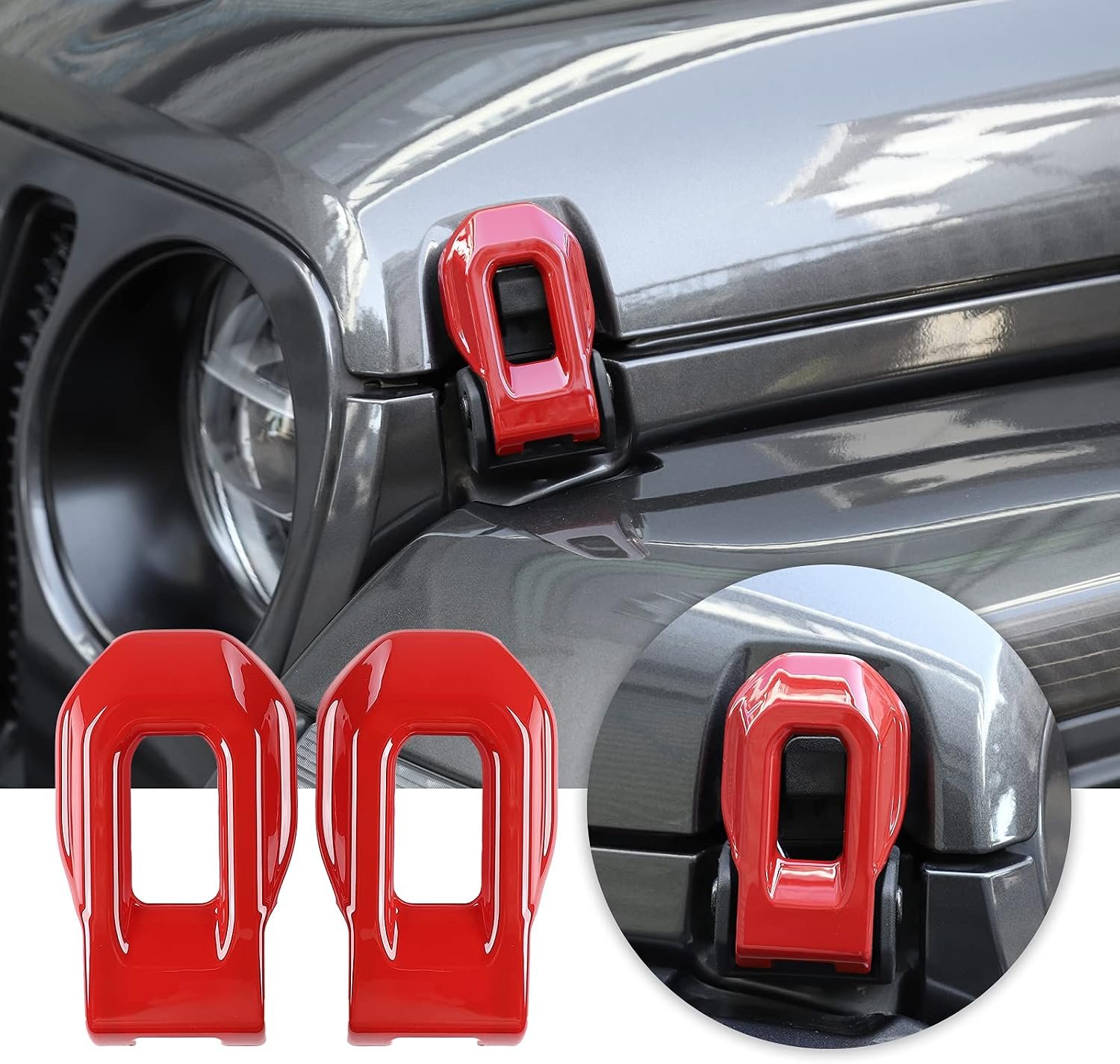 2-Piece Hood Latch Trim Covers | Wrangler JL/JLU 2018–2026 & Gladiator JT 2020–2026