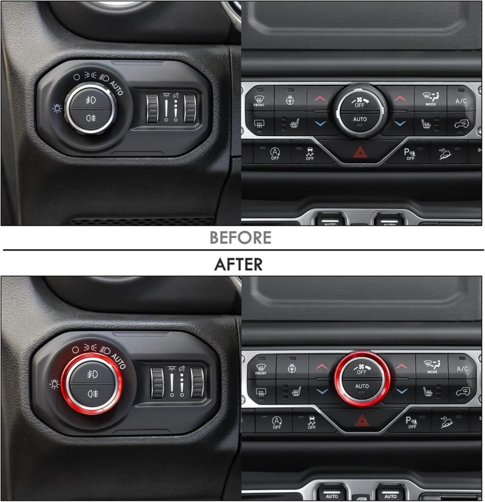 JL knob covers — thin before after (Red shown)