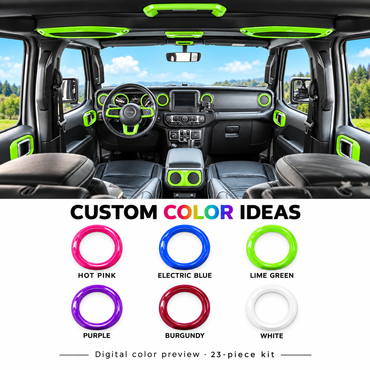 JL/JT · 23-Piece Interior Kit — finish reference