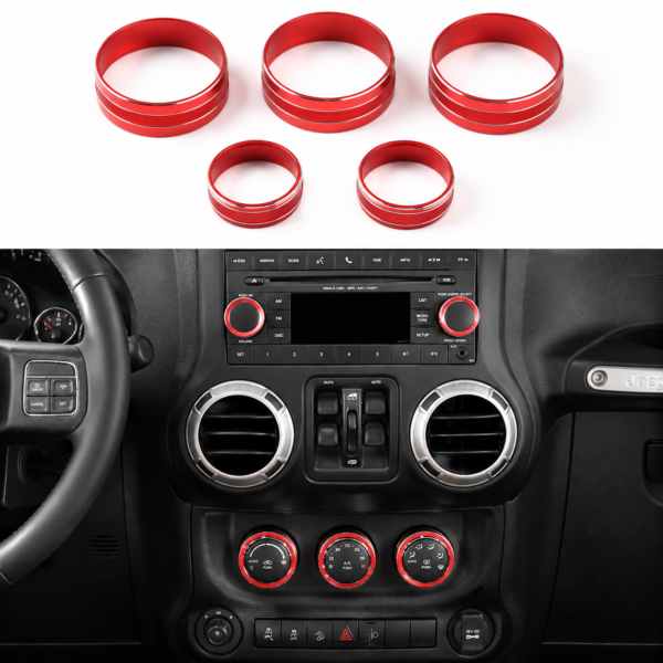 5-Piece AC & Radio Knob Covers — Standard Colors | Wrangler JK/JKU 2011–2017 — standard color