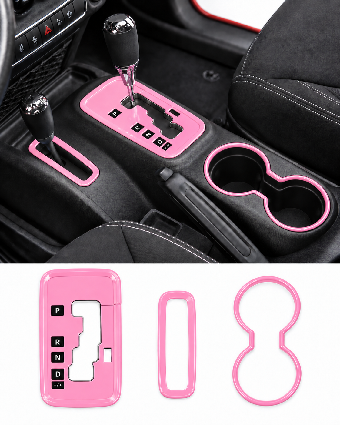 3-Piece Shifter Panel, 4WD Ring & Front Cup Holder Trim Set | Wrangler JK/JKU 2011–2018 - Image 6
