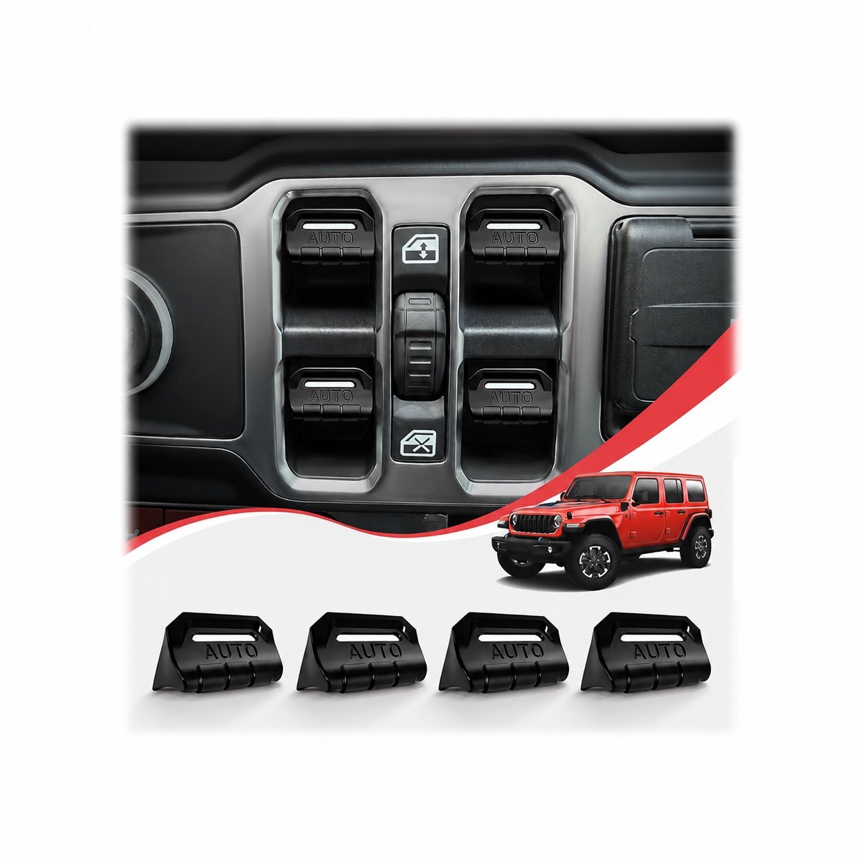 4-Piece Metal Window Switch Covers — Standard Colors | Wrangler JL/JLU & Gladiator JT - Image 6