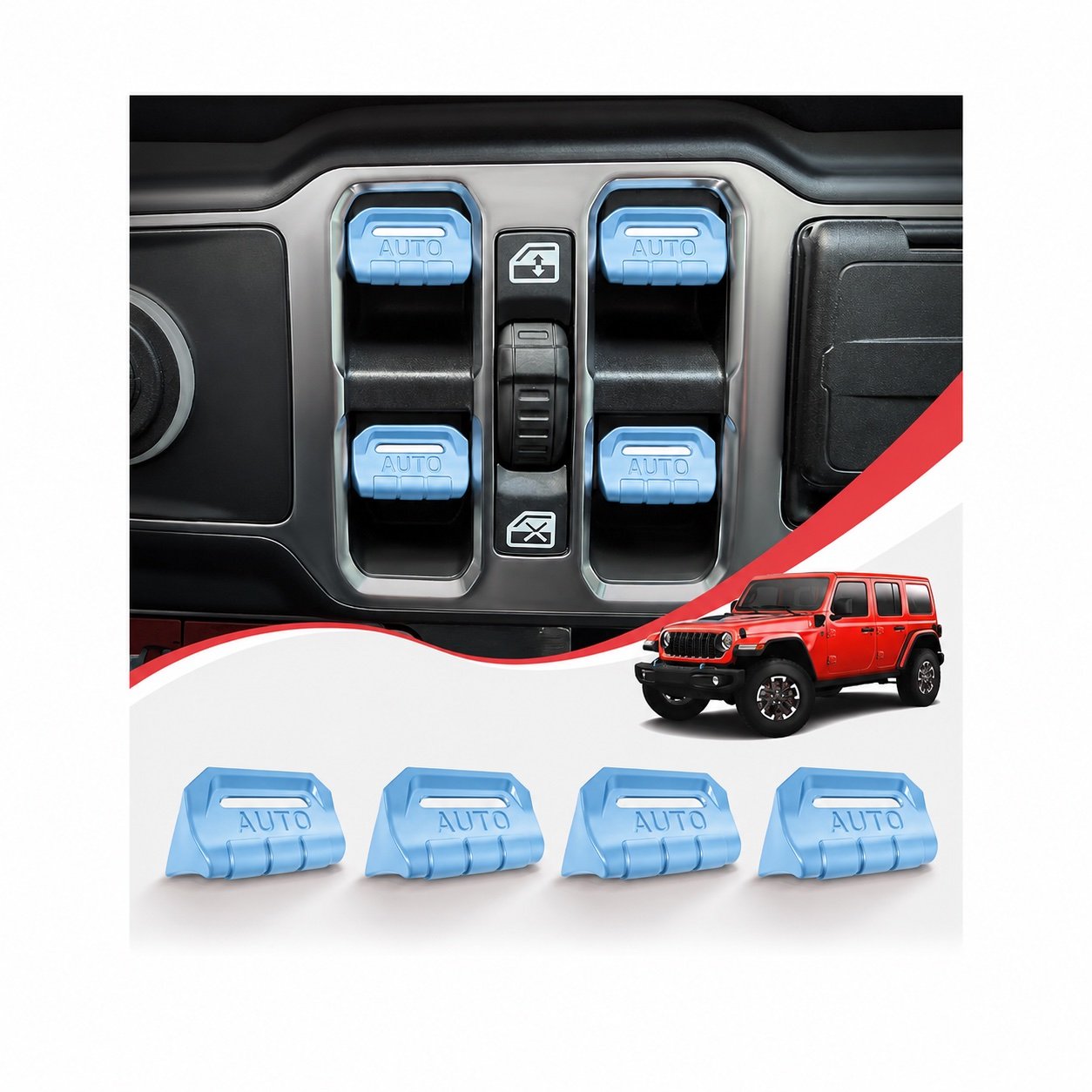4-Piece Metal Window Switch Covers — Standard Colors | Wrangler JL/JLU & Gladiator JT - Image 7