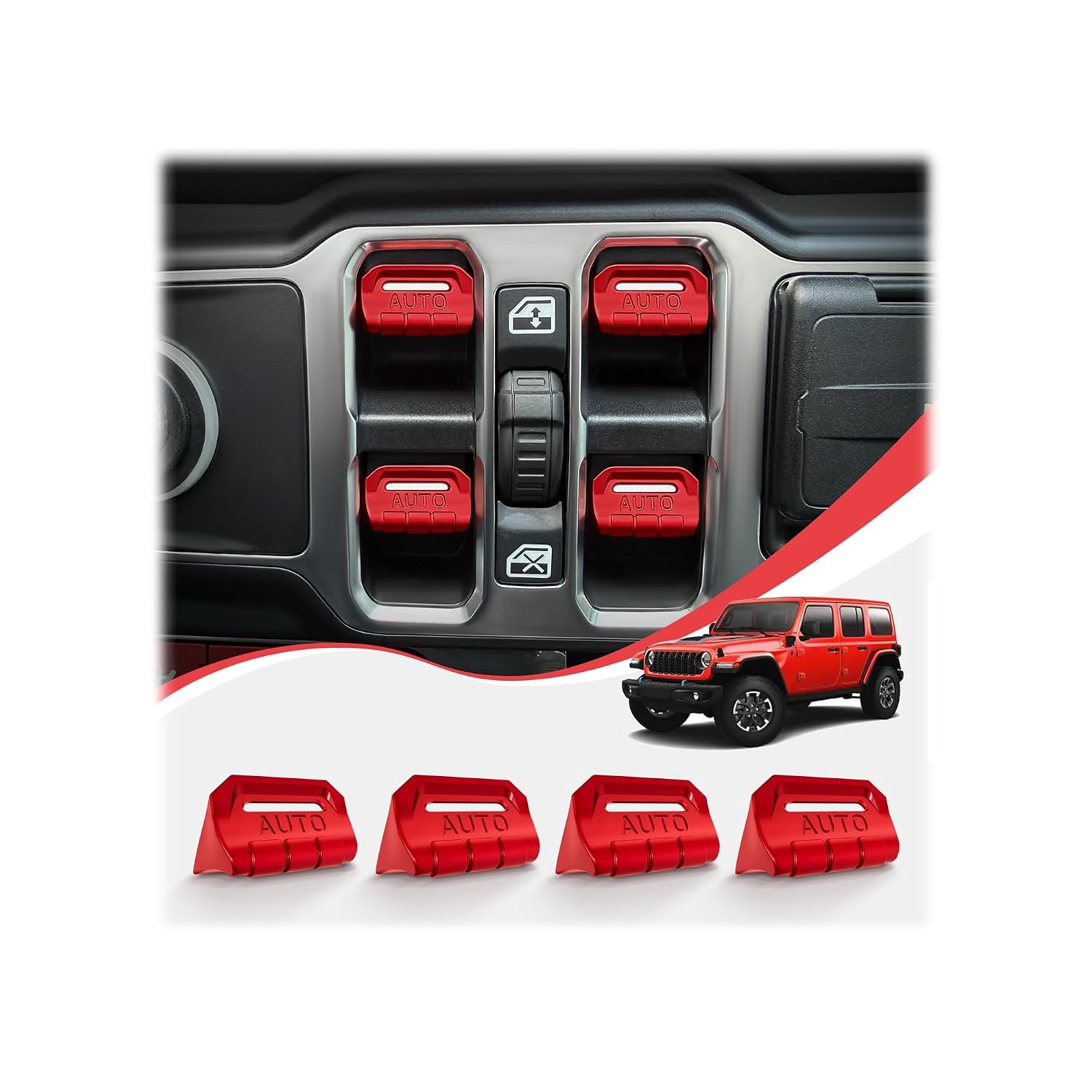 4-Piece Metal Window Switch Covers — Standard Colors | Wrangler JL/JLU & Gladiator JT - Image 4