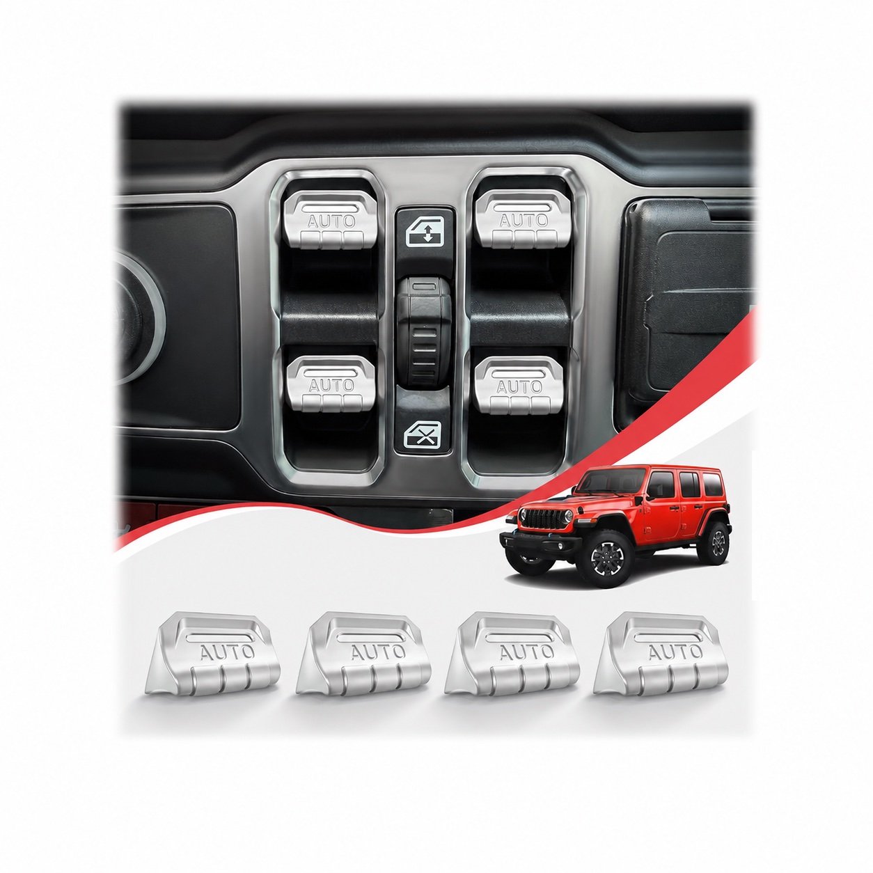 JL/JT · 4-Piece Window Switch Covers — finish reference
