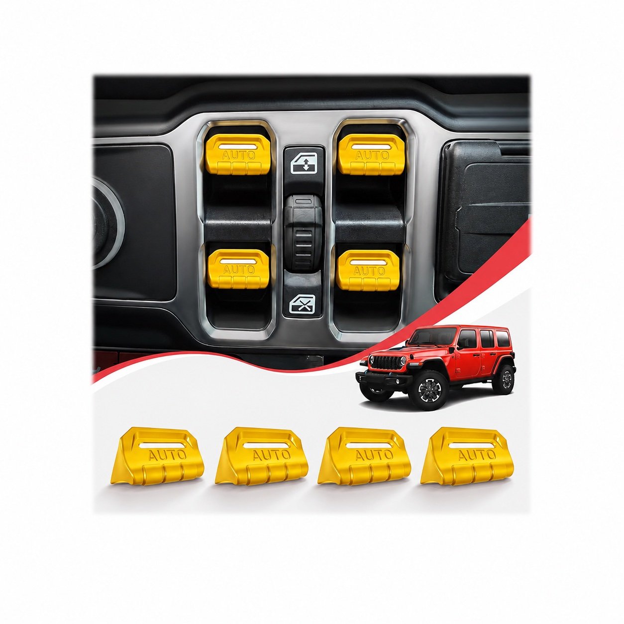 4-Piece Metal Window Switch Covers — Standard Colors | Wrangler JL/JLU & Gladiator JT - Image 8