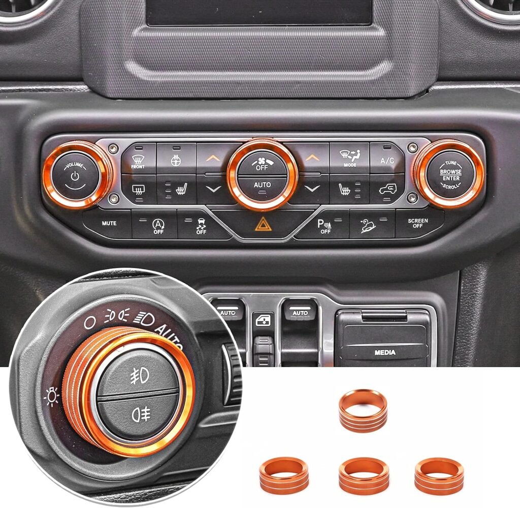 4-Piece AC, Radio & Headlight Knob Covers — Standard Colors | Wrangler JL/JLU & Gladiator JT